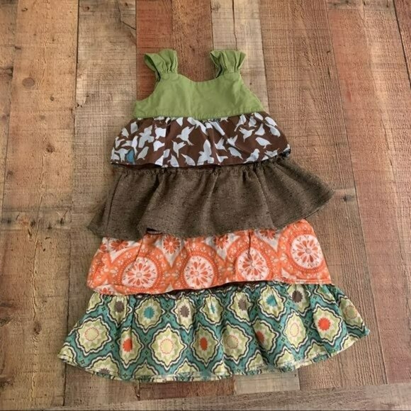 Persnickety Girls Ruffled Layered Dress M 3-4yr Multicolor Cotton Blend - Picture 2 of 6